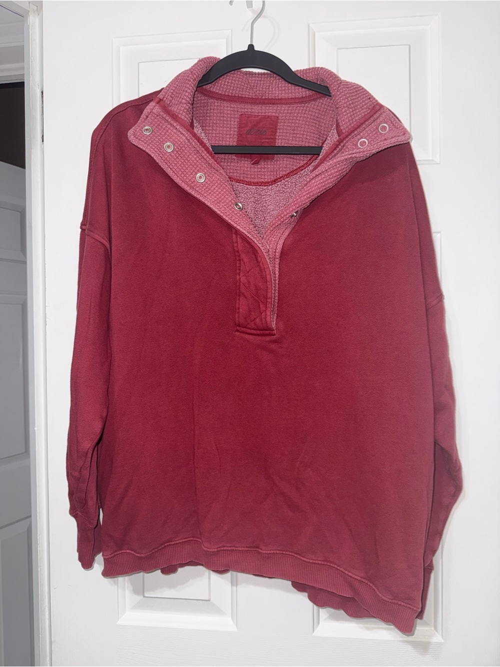 aerie Snap-Front Pullover in Red